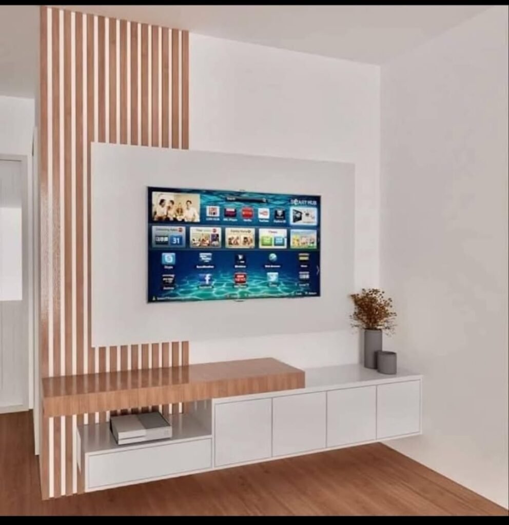 TV unit and living room design by Shark Studio