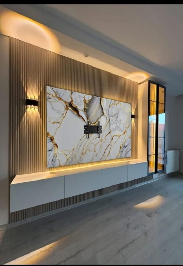 TV unit and living room design by Shark Studio