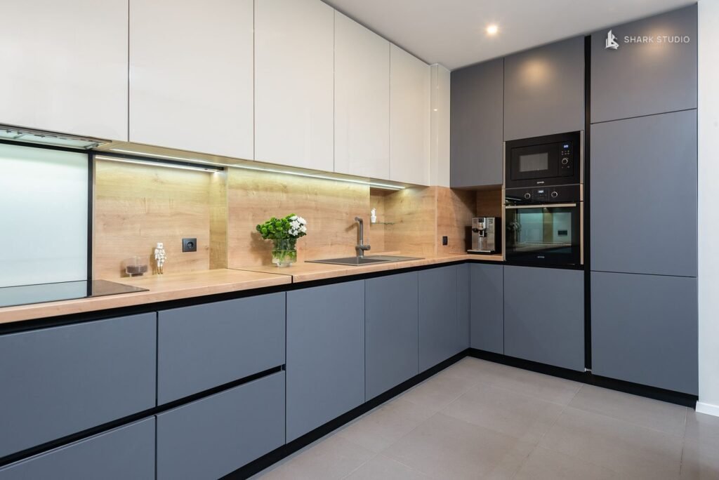 Modular kitchen designed and built by Shark Studio