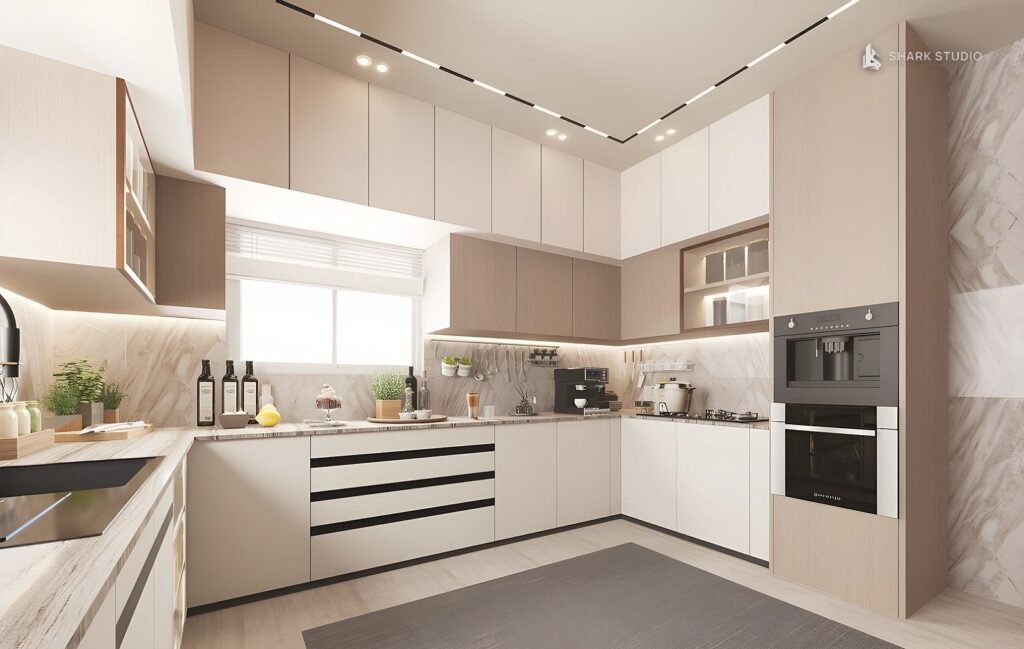 Modular kitchen designed and built by Shark Studio
