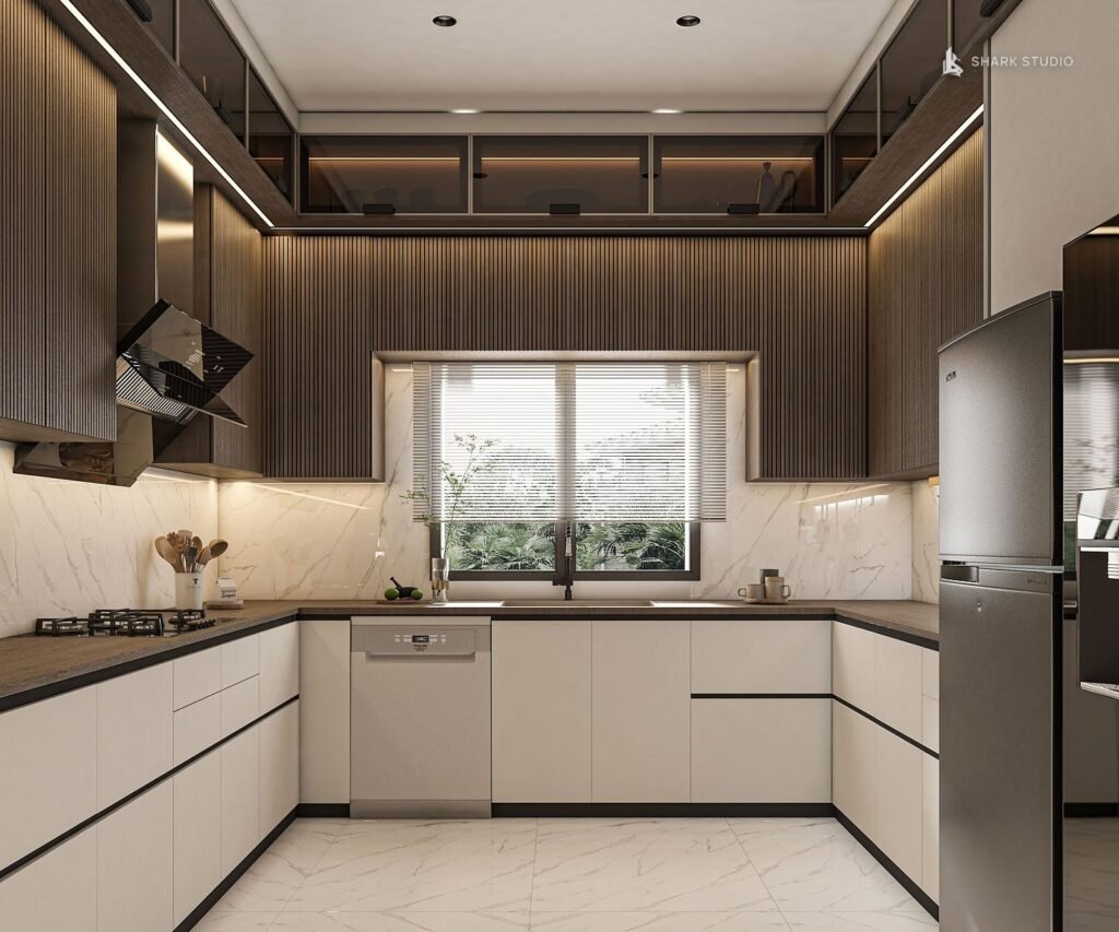 Modular kitchen designed and built by Shark Studio