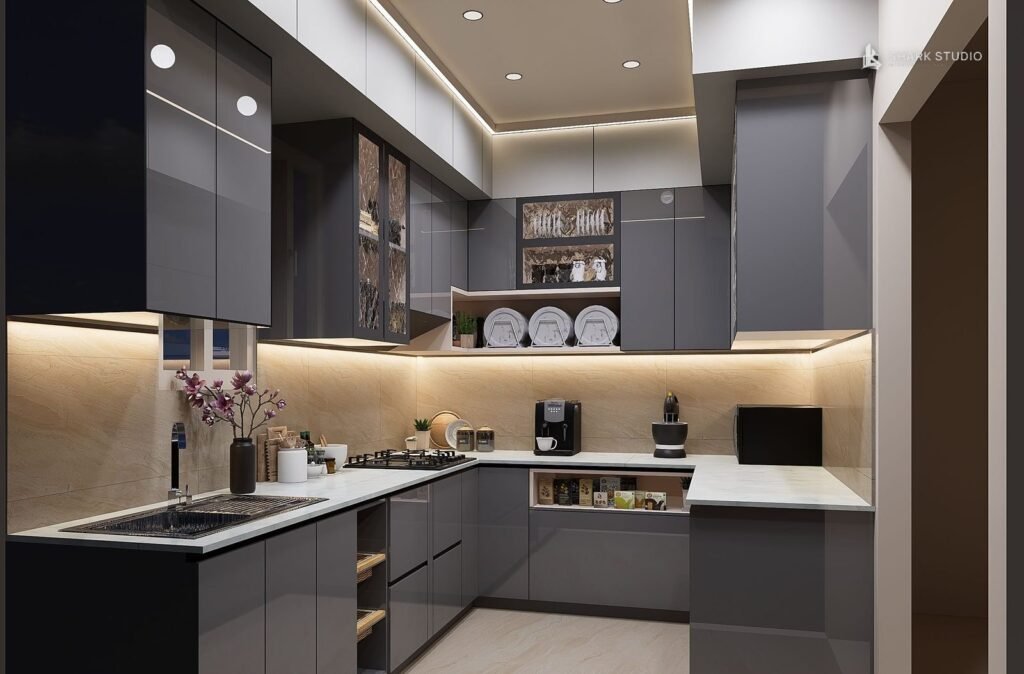 Modular kitchen designed and built by Shark Studio