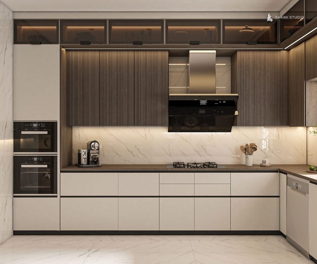 Modular kitchen designed and built by Shark Studio